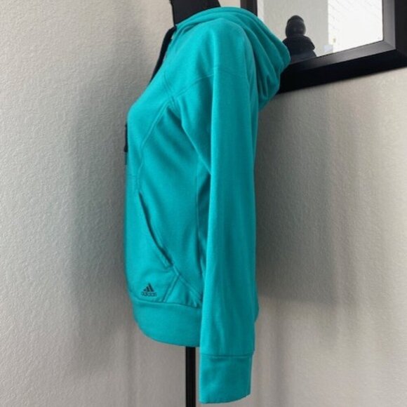 ADIDAS Microfleece Pullover Hoodie Teal XS - Picture 6 of 14